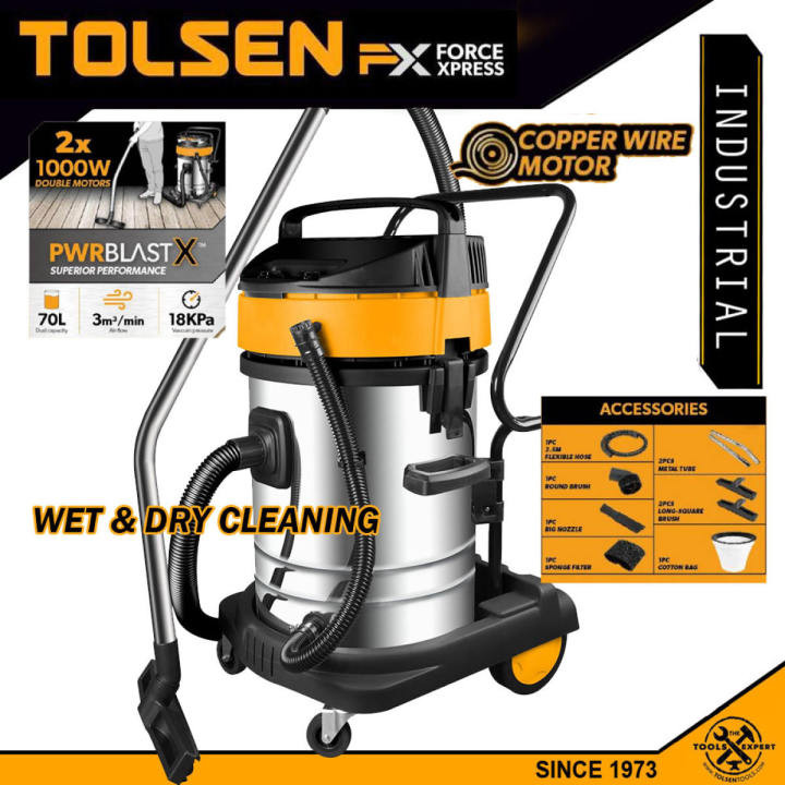 Tolsen Vacuum Cleaner Wet & Dry Cleaning 70 Liter-79609
