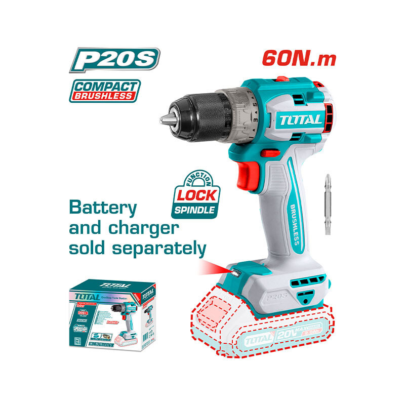 Total Lithium-Ion compact brushless cordless drill 20V-TDLI206021