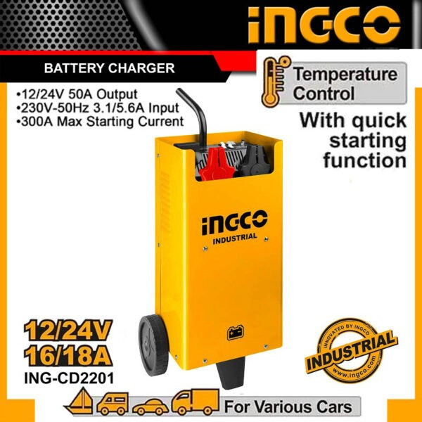 Ingco 12V / 24V Battery Charger Tower-ING-CD2201