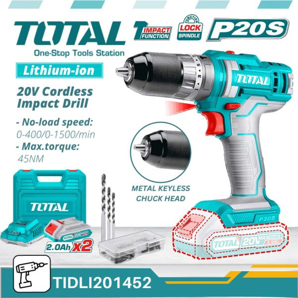 Total Cordless Mechanical Impact Drill 20V-TIDLI201452