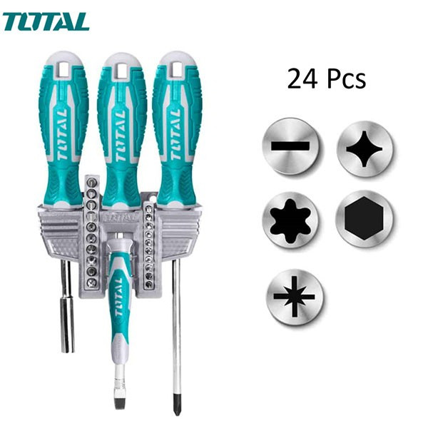 Total 24 Pcs Screwdriver And Bit Set