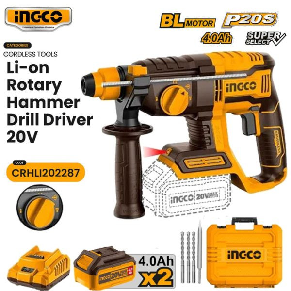 Ingco Li-Ion Cordless Rotary Hammer Drill 20V-CRHLI202287
