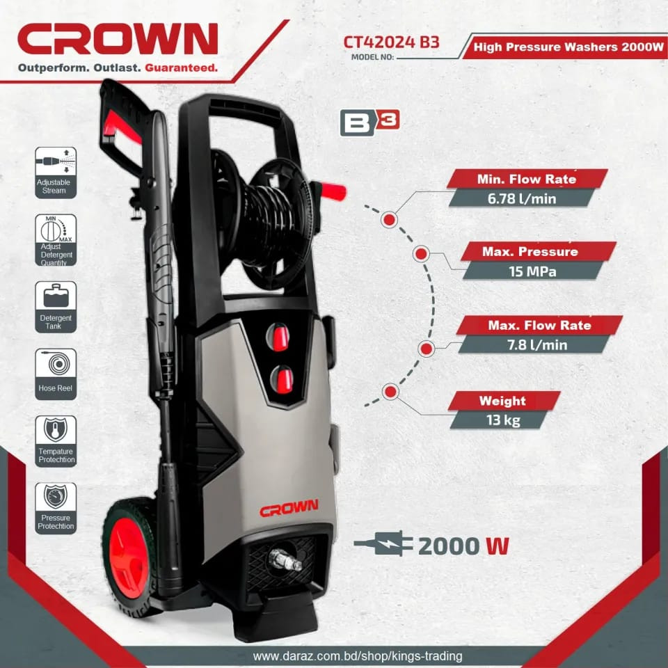 Crown High Pressure Washer 2000W-CT42024